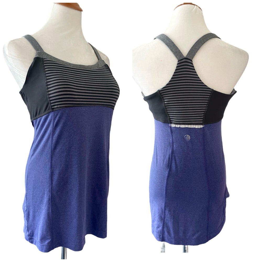 MPG Purple and Gray Sleeveless Racerback Yoga Exercise Tank Size L NWOT